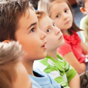 Elementary Students Listening to a Class