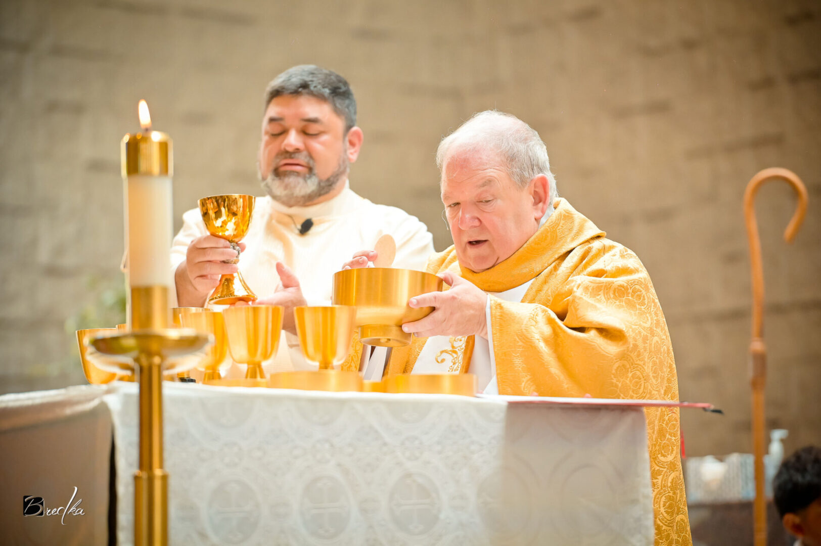 Two priests during a religious ceremony.