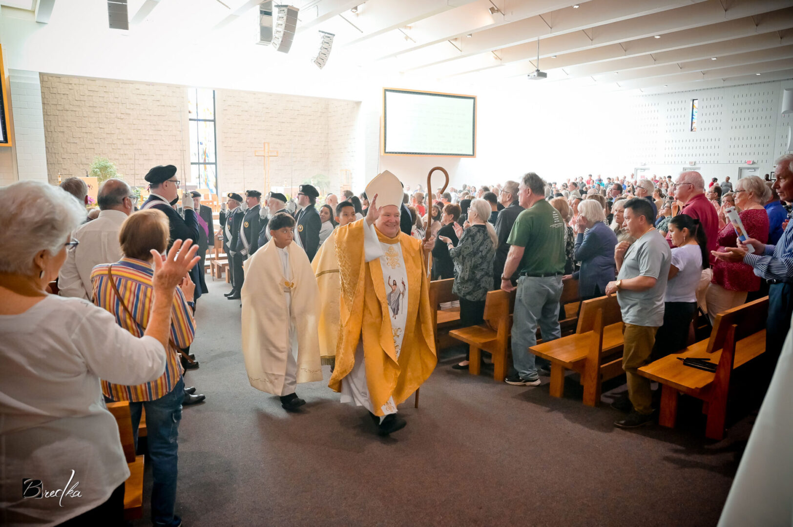 Bishop procession in a church.